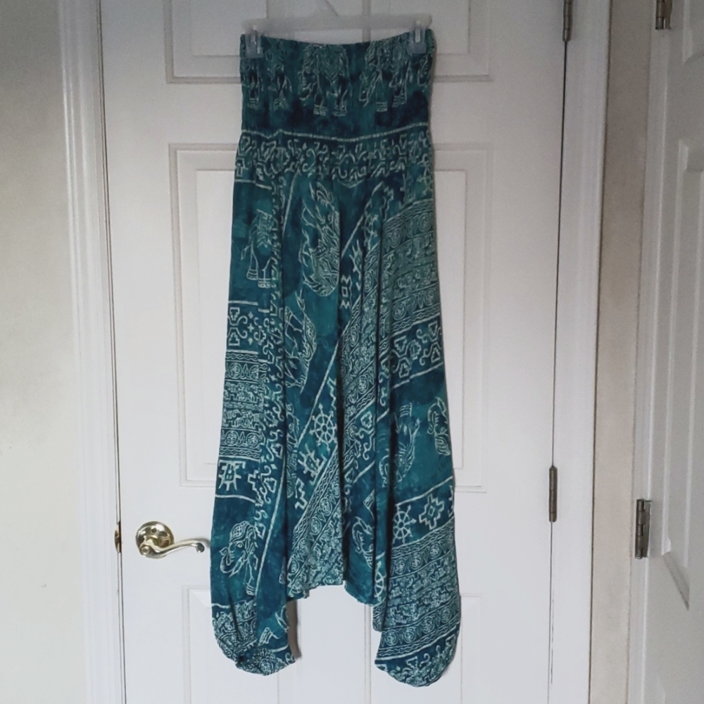 💐Green batique harem pants - OS